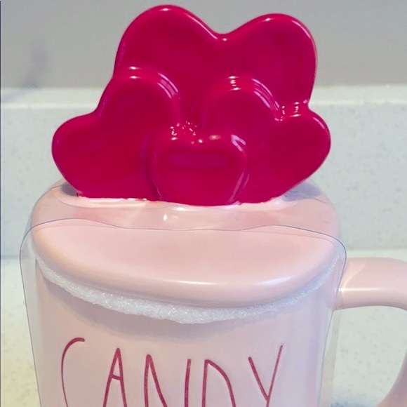 PF❗️RAE DUNN CANDY HEARTS VALENTINE FARMHOUSE COFFEE TEA MUG W TOPPER - Picture 2 of 7